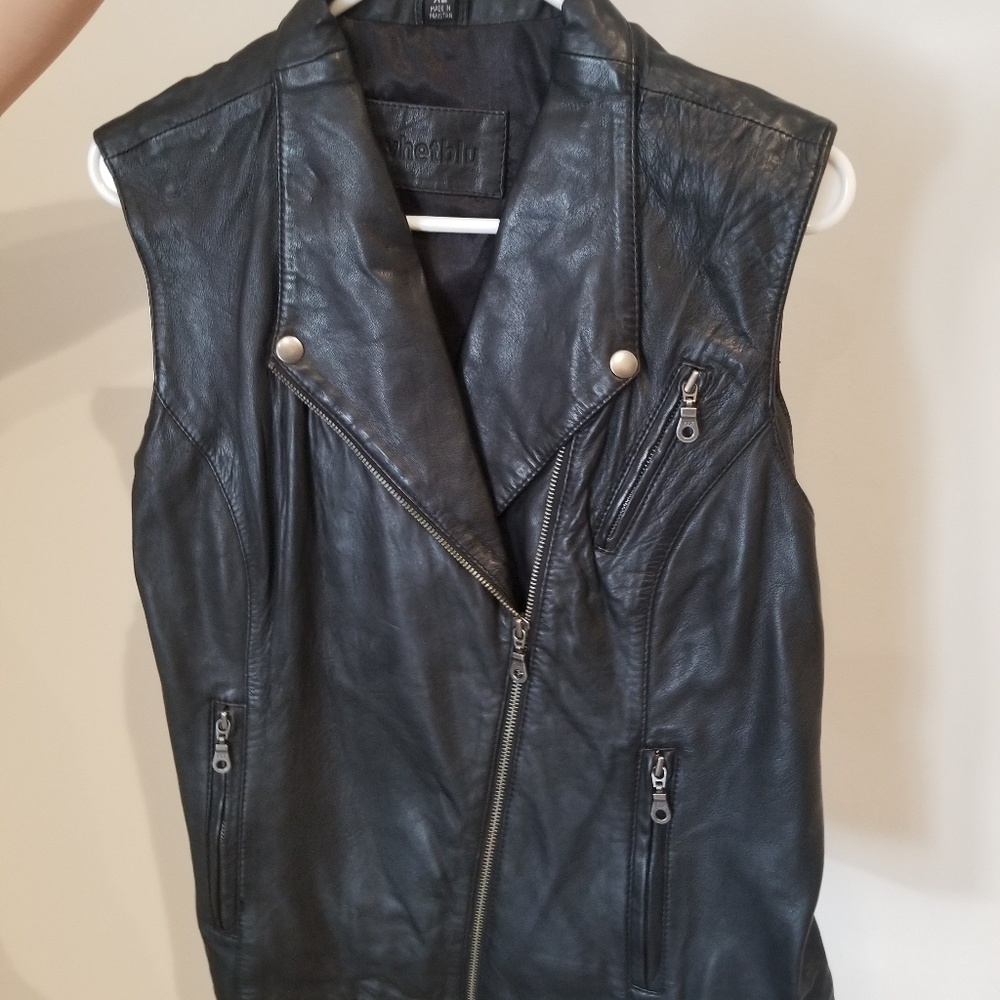 Black leather vest